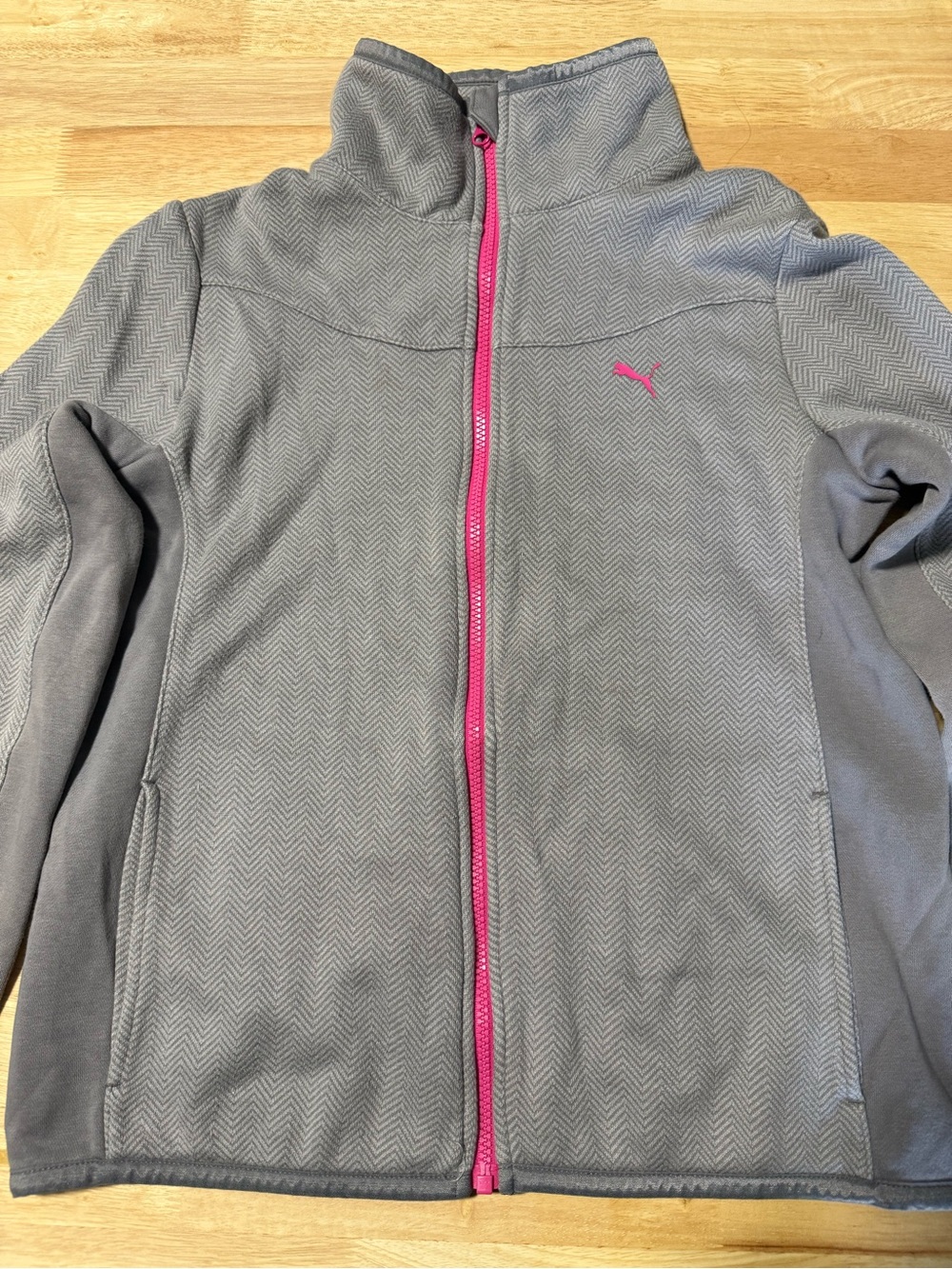 Puma Women’s Gray Full Zip Jacket XL Thumbholes Athletic